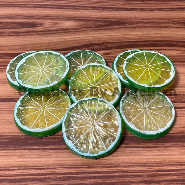 Citrus Limes - Artificial Lime Slice - Realistic Looking Fake Lime Slices -  Lime Decor - Plastic Limes - Lime Charms - Lime Pendants