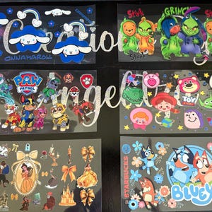 Character Cup wraps - Popular Characters UV DTF Wrap - 16oz Uv dtf cup wraps - Characters Random Mix