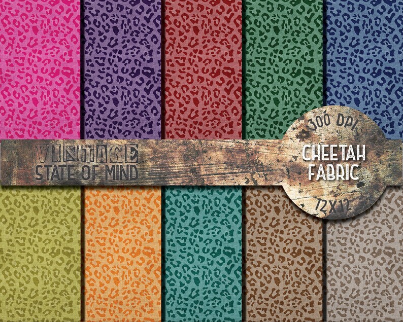 300 DPI Sublimation Digital Cheetah Digital Papers Vintage Papers 10 Count RGB Scrapbook Background