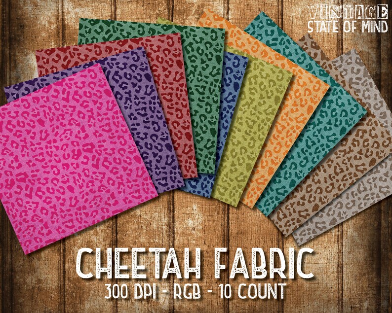 300 DPI Sublimation Digital Cheetah Digital Papers Vintage Papers 10 Count RGB Scrapbook Background