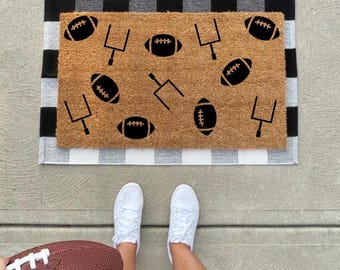 Football Field Goal Coir Doormat: Game Day Porch Decor