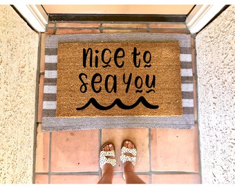 Nice to Sea You Doormat: Coir Beach Welcome Mat