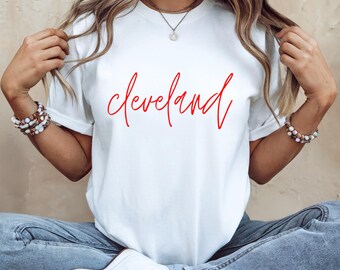 Cleveland Red Script Baseball T-Shirt: Unisex Fan Tee