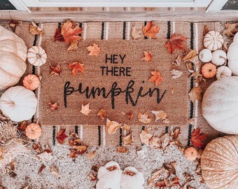 Hey There Pumpkin Doormat: Rustic Fall Porch Decor