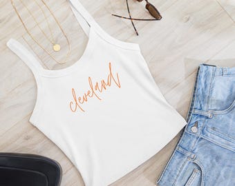Cleveland Orange Script Tank Top - Football Fan Apparel