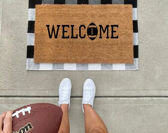 Welcome football doormat, funny doormat, cute doormat, football season, Cleveland browns, fall doormat, football mat, home decor, entryway