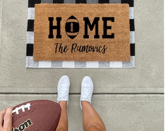 Personalized Football Doormat: Last Name Home Decor