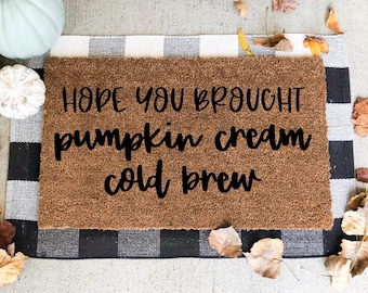 Pumpkin Cream Cold Brew Doormat: Funny Fall Decor