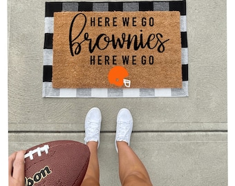 Here we go brownies - cleveland browns doormat Funny Doormat, cute doormat, Home Decor, doormats, welcome mat