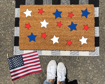 Patriotic Stars doormat, summer doormat,cute doormat, patriotic doormat, Fourth of July decor, Home Decor, Entryway, memorial day, labor day