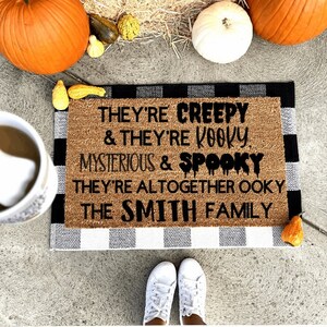 Personalized last name Adams Family Theme doormat, funny doormat, witch doormat, Halloween doormat, fall doormat, ghost doormat
