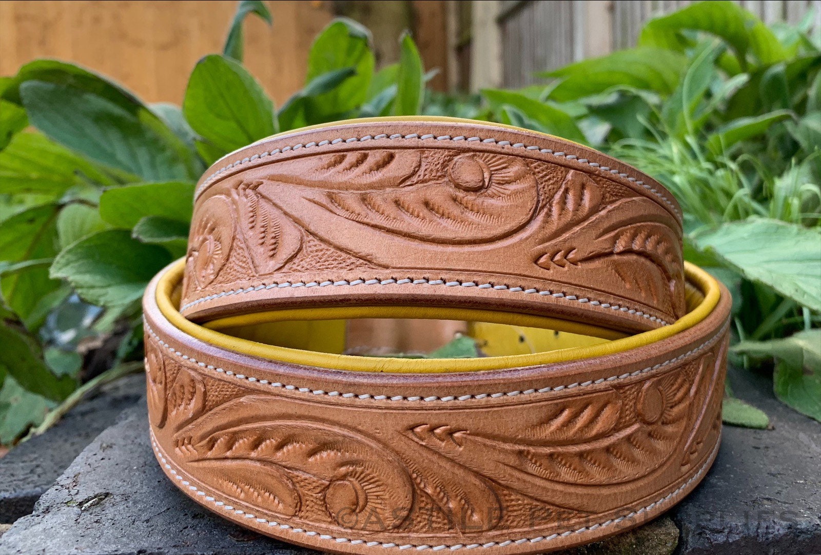 Leather Dog Collar Hand Tooled and Hand Carved Natural Color - Etsy New  Zealand