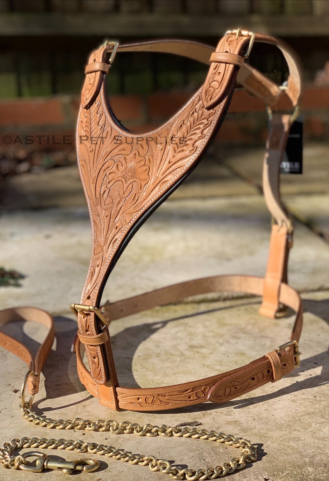 Luxury Leather Dog Harness With Matching Lead Vegetable Tanned Etsy UK