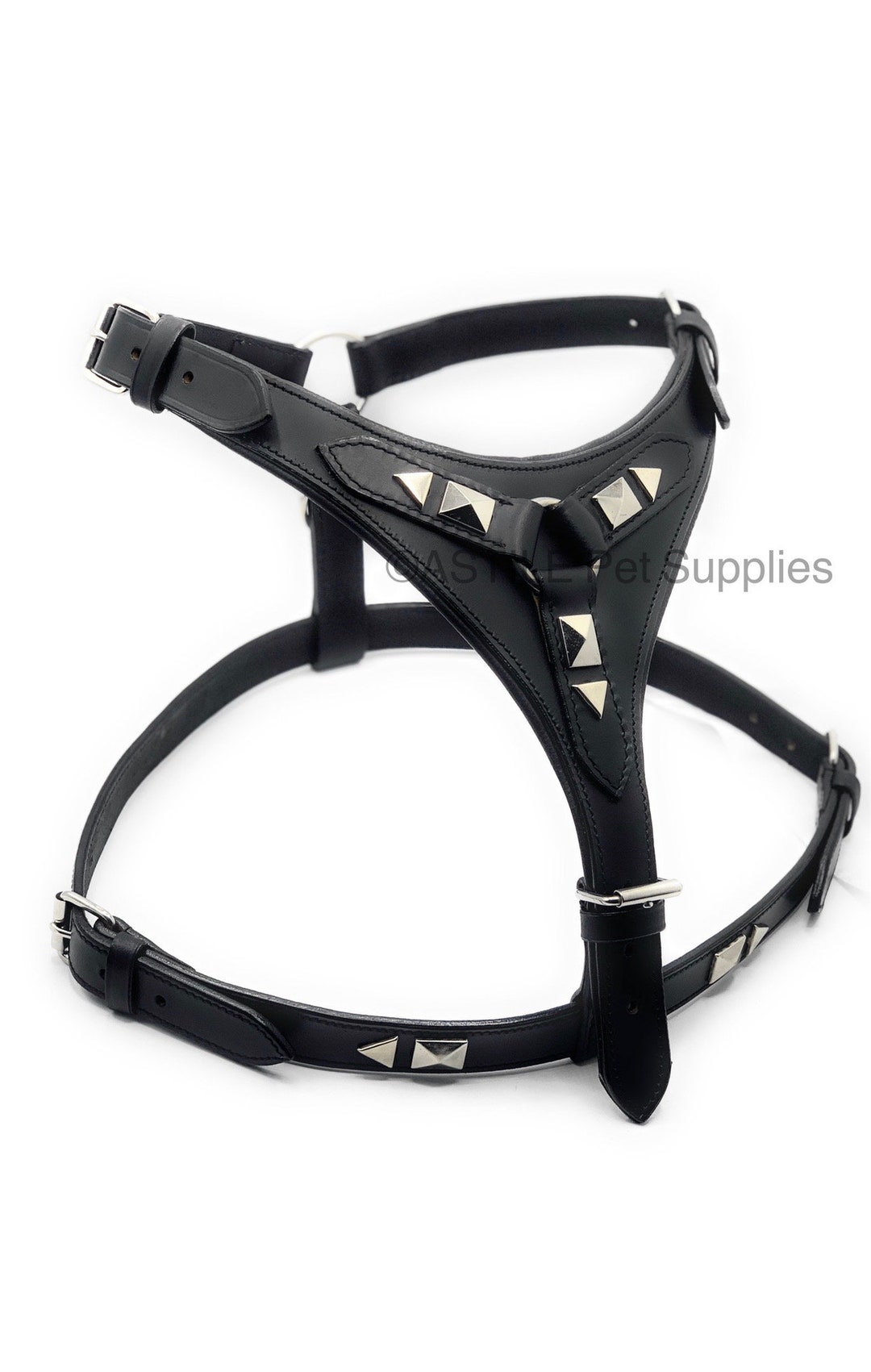 Leather Dog Harness Studded Big Strong Dog Harness Padded Etsy
