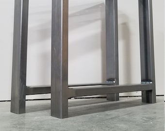Patas de mesa rectangulares de acero de 2" x 1" en forma de H, estilo industrial moderno