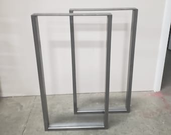Patas de mesa rectangulares de acero de 2" x 1" en forma de U, estilo industrial moderno