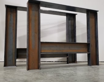 Patas de mesa de acero (par) - Rústicas de granja - Oxidadas - Canales de extremo orientados