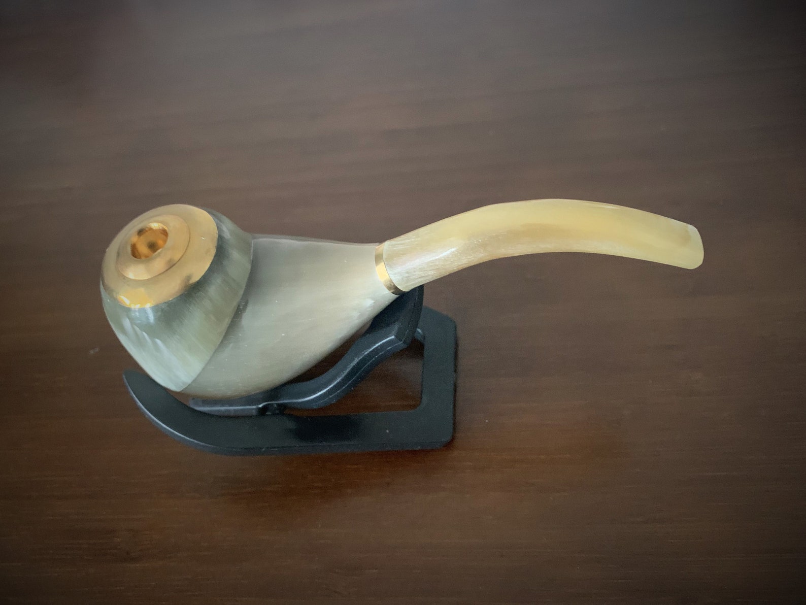 Nature Buffalo Horn Tobacco Pipe With Stand & Copper Bowl Etsy