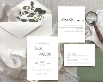 Elegant Floral Wedding Invitation | Editable Canva Card (PDF)