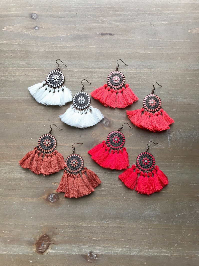 Nuevos Pendientes De Borlas Boho Pendientes De Flecos De De Nuevos Pendientes De Borlas Boho Pendientes De Flecos De De