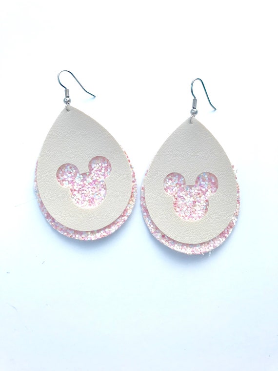Minnie and Mickey Faux Leather Earrings