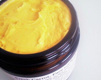 FRESH Carrot Face, Body Cream w/local farm ETHICAL raw goods. Non-oily Sustainable Handmade / Raw vitamin Brightening REAL Skin Food!