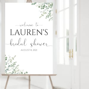 Bridal Shower Editable Welcome Sign, Personalized Greenery Eucalyptus Welcome Sign, Custom Bridal Shower Welcome Sign, Instant Download