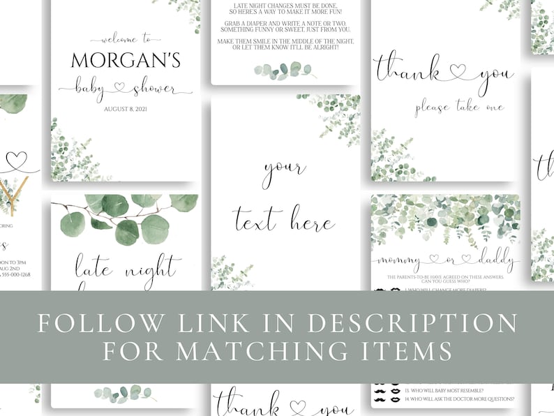 Mom-osa Bar Set, Printable Eucalyptus Momosa Bar Sign, Juice Tags Fruit Tent Cards, Baby Shower Mimosa Bar Bundle, Editable Instant Download image 7