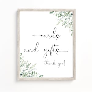 Cards and Gifts Sign, Baby or Bridal Shower Gift Table Sign, Wedding Sign, Greenery Decoration, Cards and Gifts Table, Instant Download