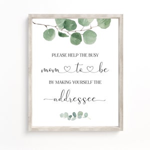 封筒宛名サイン、ベビーシャワー宛名サイン、ギフトテーブルサイン、グリーンベビーシャワーサイン、ユーカリベビーシャワー、即時ダウンロード