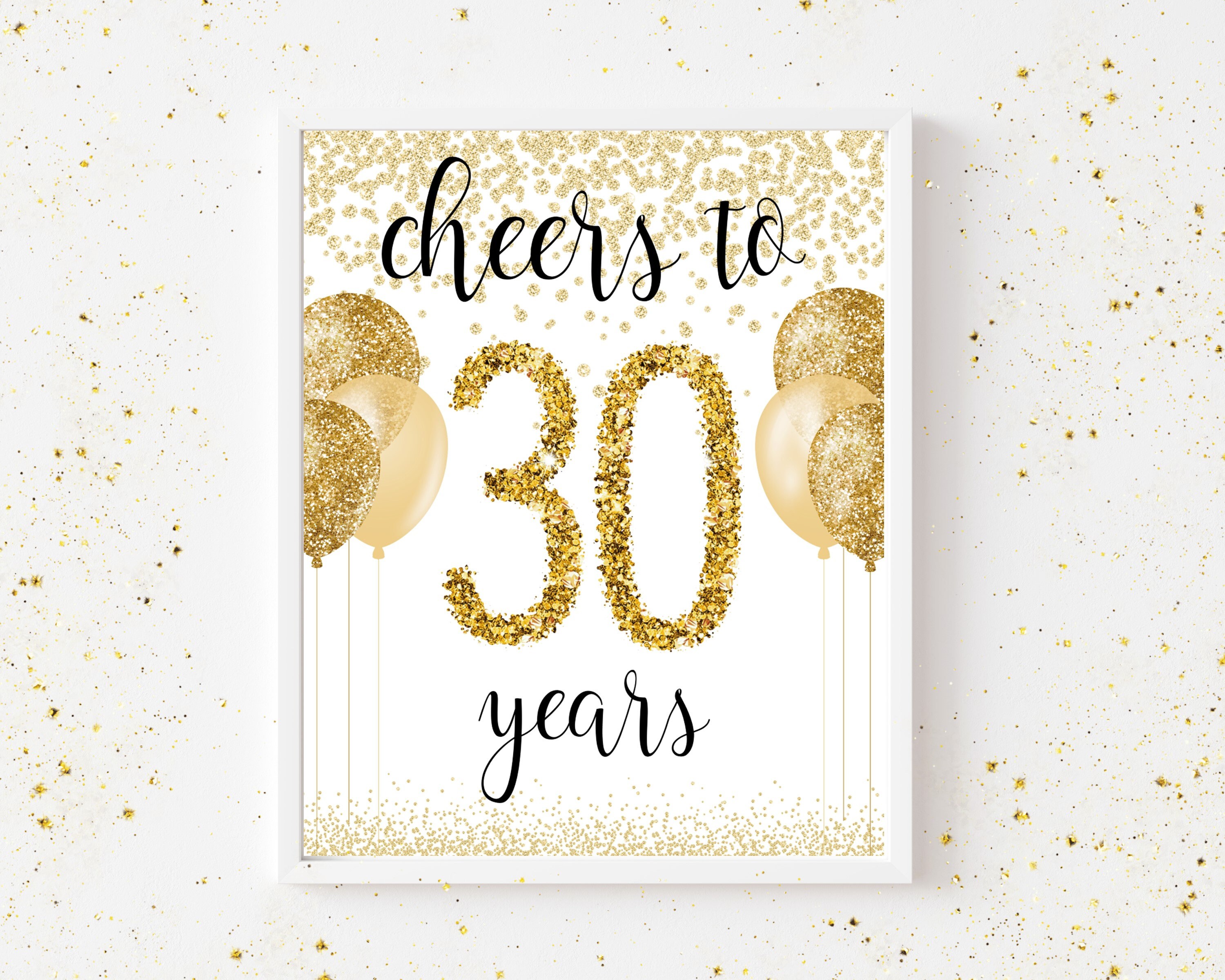 Printable Gold Cheers to 30 Years Sign 30th Birthday Sign | Etsy