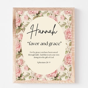 Biblische Mädchen Name Bedeutung Wandkunst, personalisierte Kinderzimmer Dekoration, Benutzerdefinierte Neugeborenen Geschenk, druckbares Zeichen, Andenken Geschenke, digitaler Download