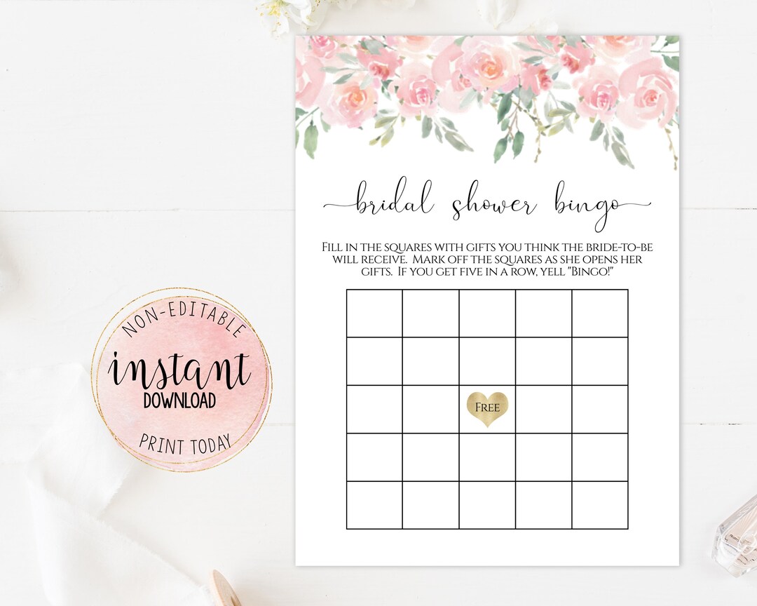 Bridal Shower Bingo Game, Printable Floral Pastel Bridal Shower, Bride ...