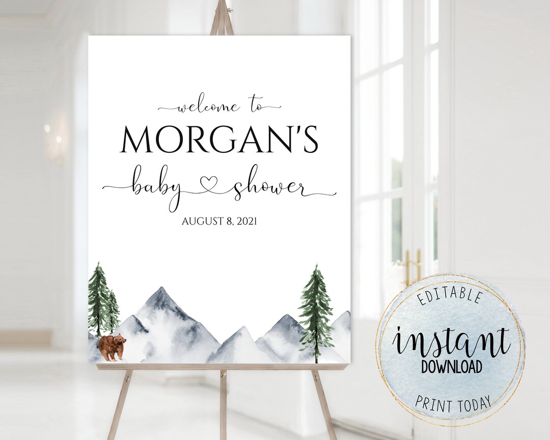 Baby Shower Welcome Editable Sign, Personalized Adventure Welcome Sign ...