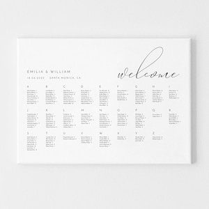 Minimalist Wedding Seating Chart Template Alphabetical Seating Chart Wedding Seating Chart Board Editable Template Seating Chart Gold Foil