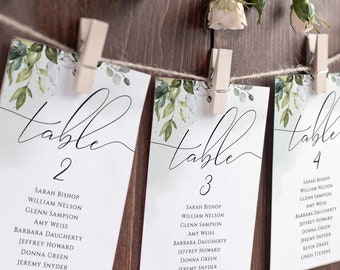 Script Elegance Wedding Seating Chart Template, Wedding Table Numbers, Seating Plan, Editable Template, Instant Download, Craft, White