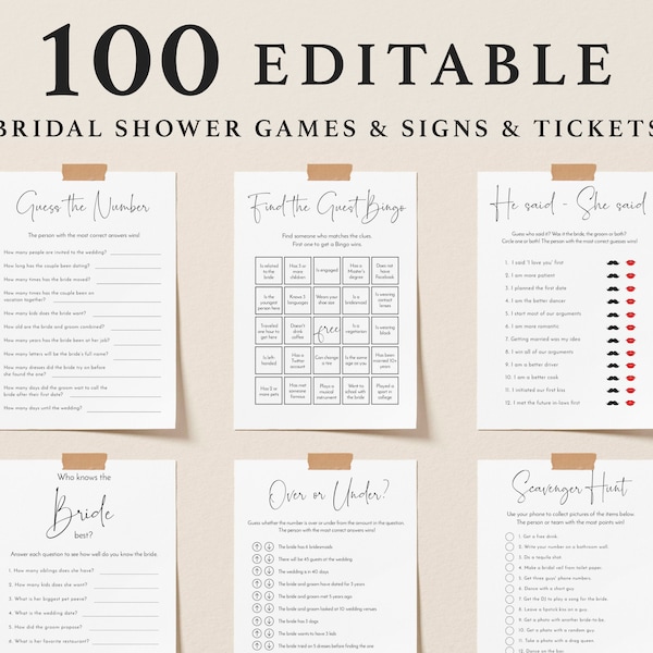 Giochi per addio al nubilato, Giochi per addio al nubilato stampabili, Giochi minimalisti per addio al nubilato, Giochi modificabili per festa di addio al nubilato, Sposa o sposo