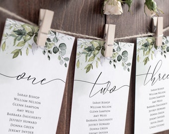 Script Elegance Wedding Seating Chart Template, Wedding Table Numbers, Seating Plan, Editable Template, Instant Download, Craft, White