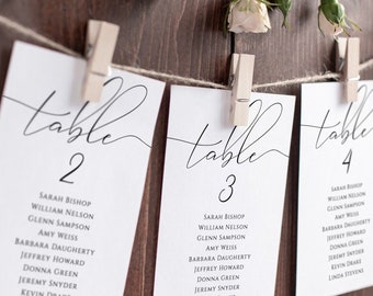 Script Elegance Wedding Seating Chart Template, Wedding Table Numbers, Seating Plan, Editable Template, Instant Download, Craft, White
