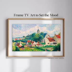 Vintage Impressionist Village Painting for Samsung Frame TV (4K Digital Download)