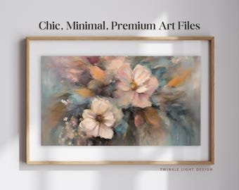 Spring Wildflower Frame TV Art 3d Textured Muted Neutral Pastel Painting Instant Digital Download