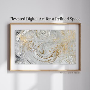 Winter Glam Samsung the Frame TV Art | 4k Frame TV Art for Samsung Download | Modern Glitter and Gold Marble Artwork for Smart Frame TV