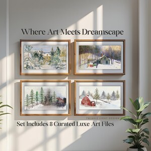 Winter Watercolor Art Set for Samsung & TCL Frame TV | 8 Impressionist Landscape Prints | Digital Download | Cozy Seasonal Frame TV Art Pack