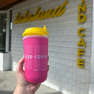 Pink Iced Coffee Coozie | Iced Coffee Sleeve | Coffee Sleeve | Iced Drink Neoprene Sleeve