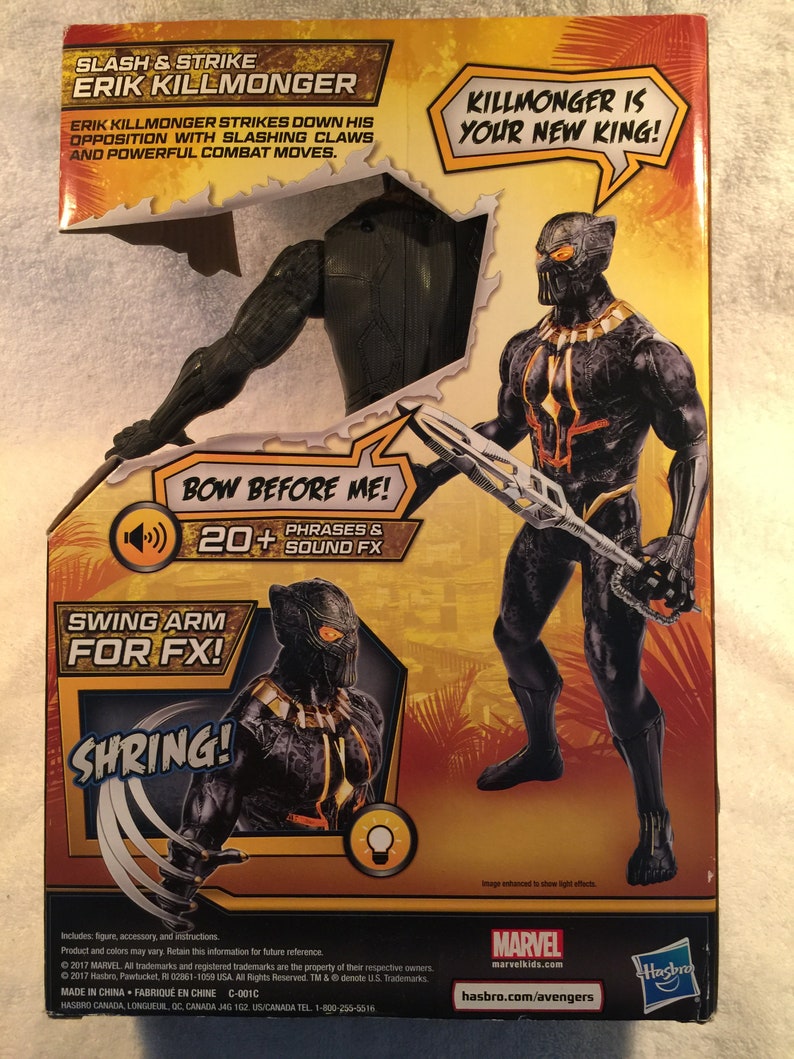 Black Panther Marvel Slash /& Strike Killmonger Hasbro 2017 Action Figure NIB