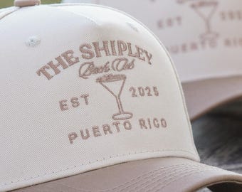Personalized Embroidered khaki Trucker Hat, 80s Vintage Style, Custom Women Club Trucker Caps, 25031701
