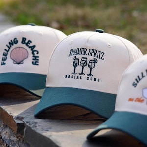 Summer Spritz Trucker Caps, Personalized Embroidered Vintage Trucker Hat, 90s Style MOM Hat, Your Design Here, Business Logo Hat Gift 250402