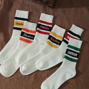 Custom Women Sock,Personalized Socks Text, Custom Embroidered Name on Soft Cotton Socks, Made to Order, Bachelor Party, 24081001