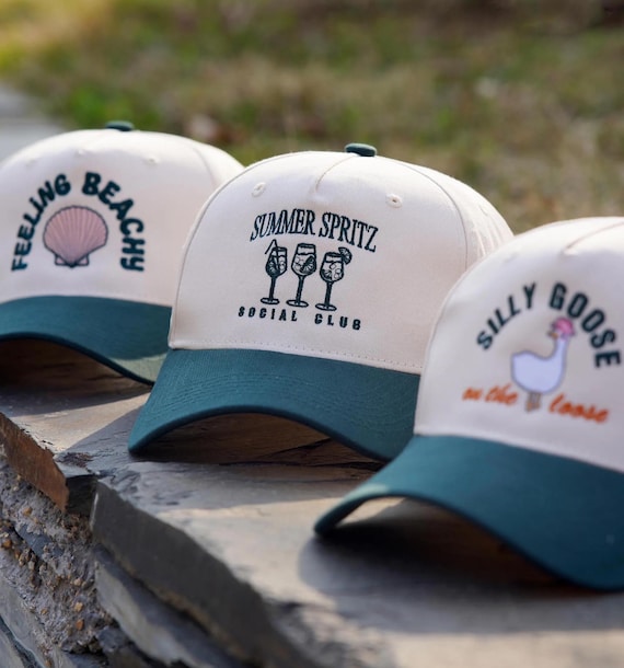 Summer Spritz Trucker Caps, Personalized Embroidered Vintage Trucker Hat, 90s Style MOM Hat, Your Design Here, Business Logo Hat Gift 250402