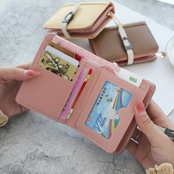 Women's Short Wallet Solid Color Coin Purse match Credit - Temu